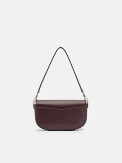 Leather Shoulder Bag - Wine