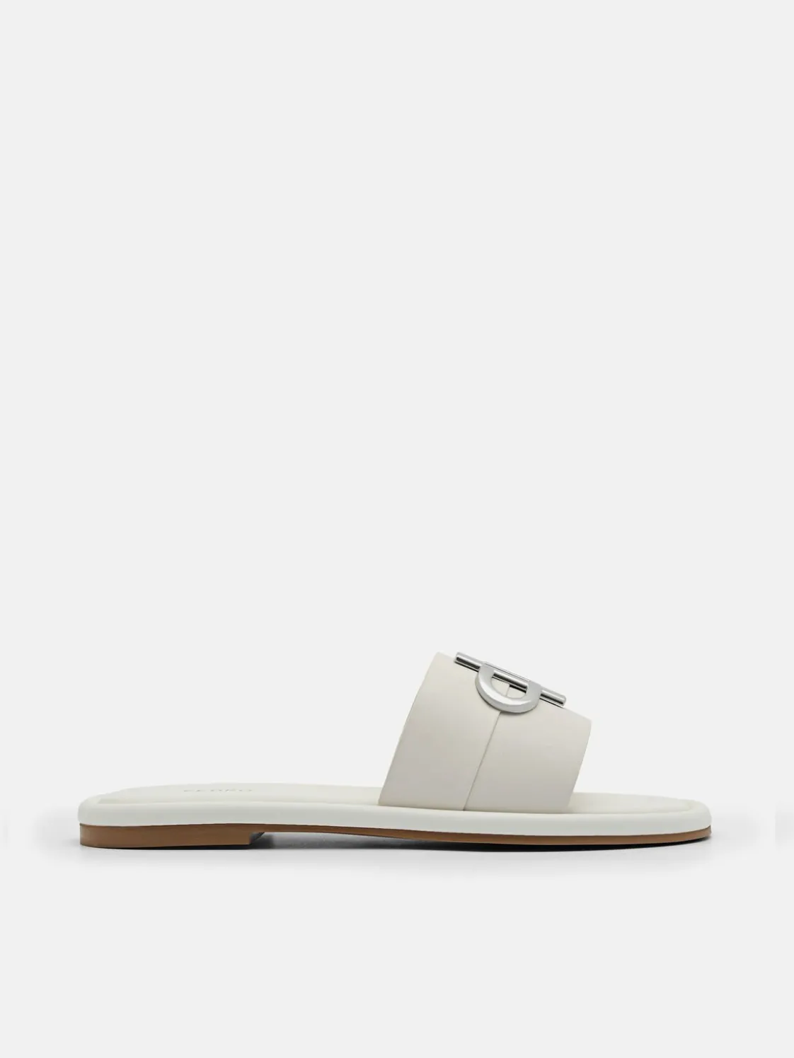 Leather Slide Sandals - Chalk