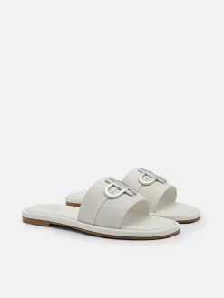 Leather Slide Sandals - Chalk