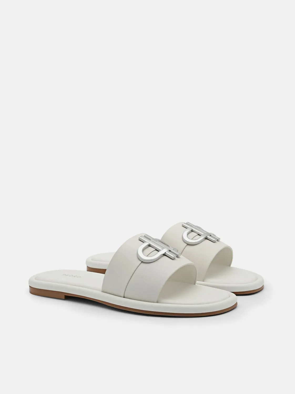 Leather Slide Sandals - Chalk