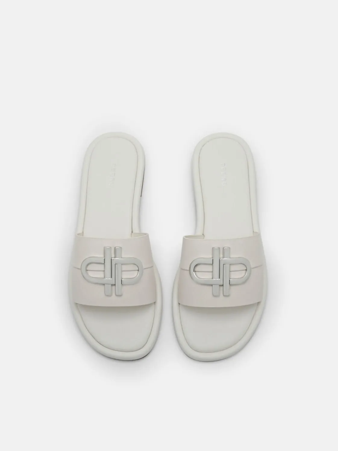 Leather Slide Sandals - Chalk