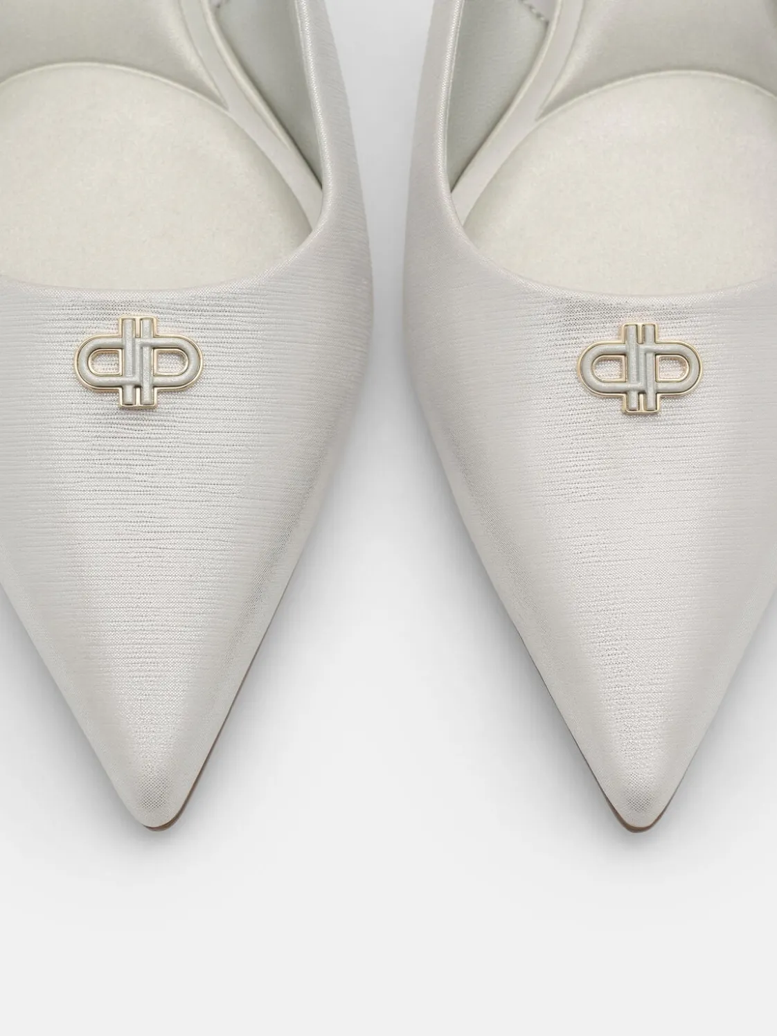 Leather Slingback Heel Pumps - Silver