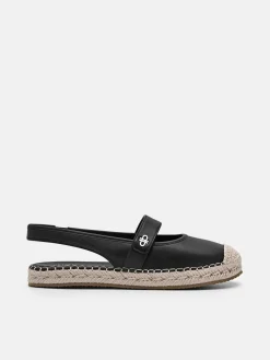 Leather Slingback Loafers - Black