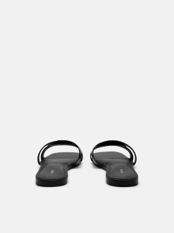 Leather Slip-On Sandals - Black
