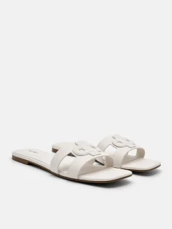 Leather Slip-On Sandals - Chalk
