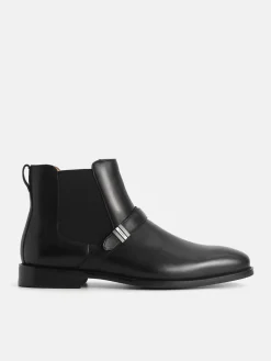 Leather Strapped Boots - Black