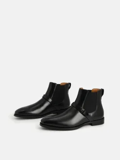 Leather Strapped Boots - Black