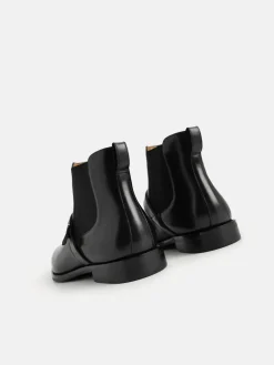 Leather Strapped Boots - Black