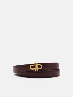 Leather Tang Belt - Burgundy