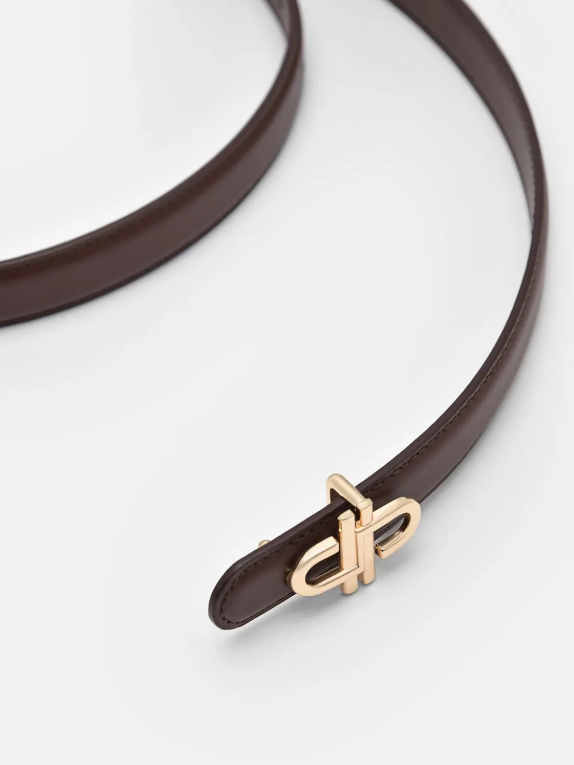 Leather Tang Belt - Dark Brown
