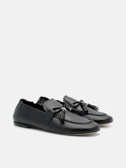 Leather Tassel Loafers - Black