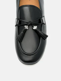 Leather Tassel Loafers - Black