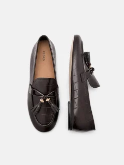 Leather Tassel Loafers - Dark Brown