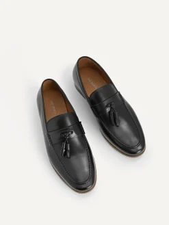 Leather Tasselled Loafers - Black
