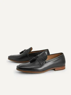 Leather Tasselled Loafers - Black