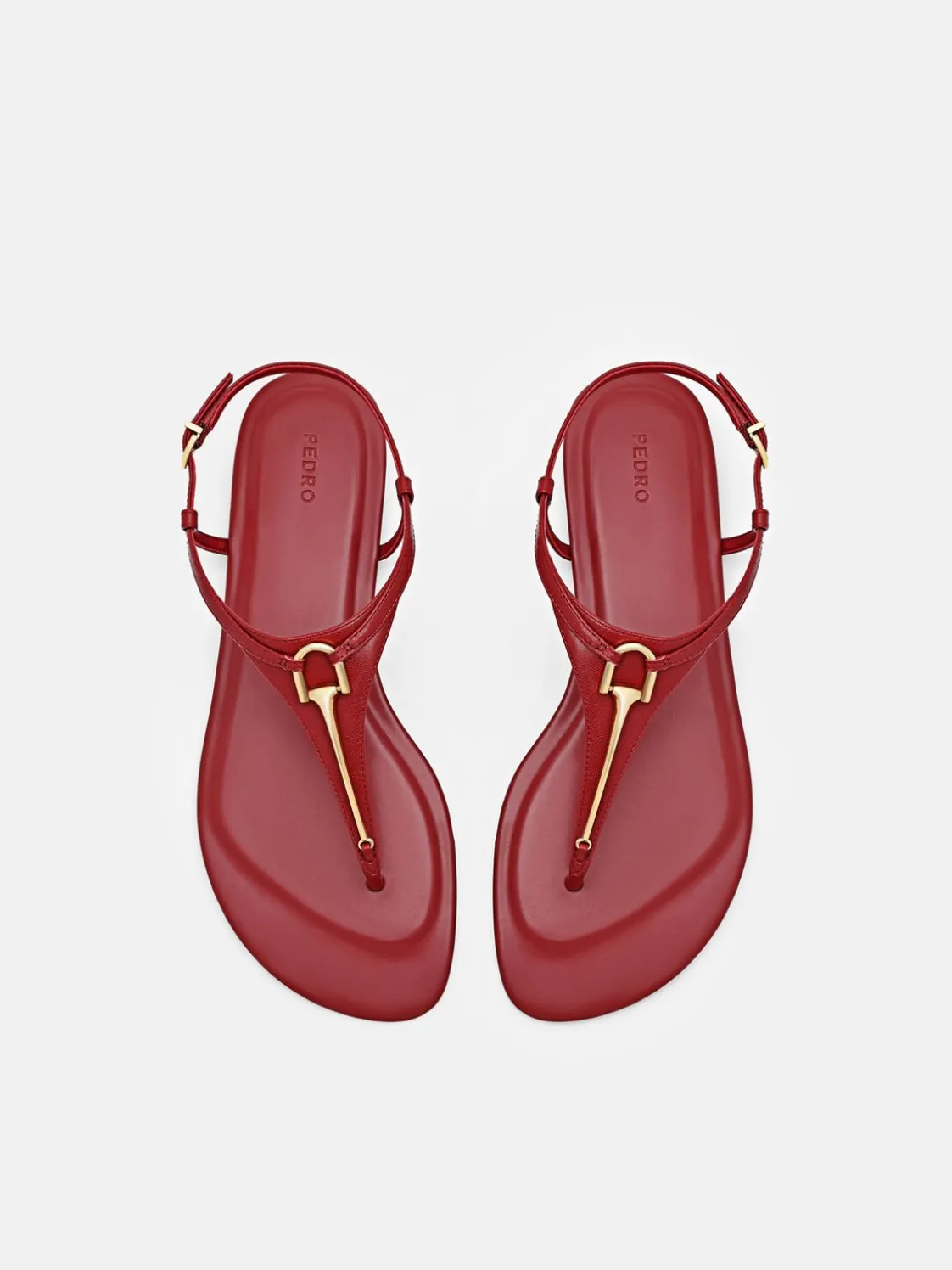 Leather T-Bar Sandals - Red