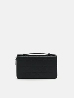 Leather Travel Organiser in Pixel - Black