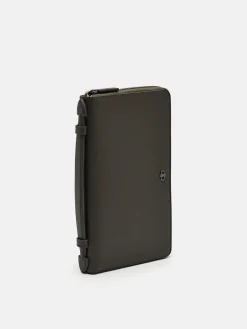 Leather Travel Organiser - Military Green