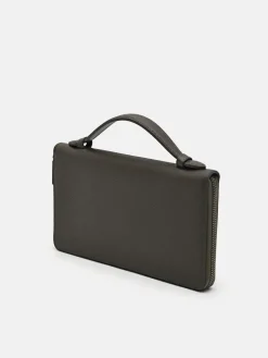 Leather Travel Organiser - Military Green