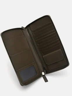 Leather Travel Organiser - Military Green