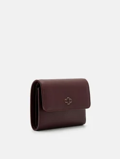 Leather Tri-Fold Wallet - Wine
