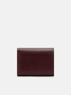 Leather Tri-Fold Wallet - Wine