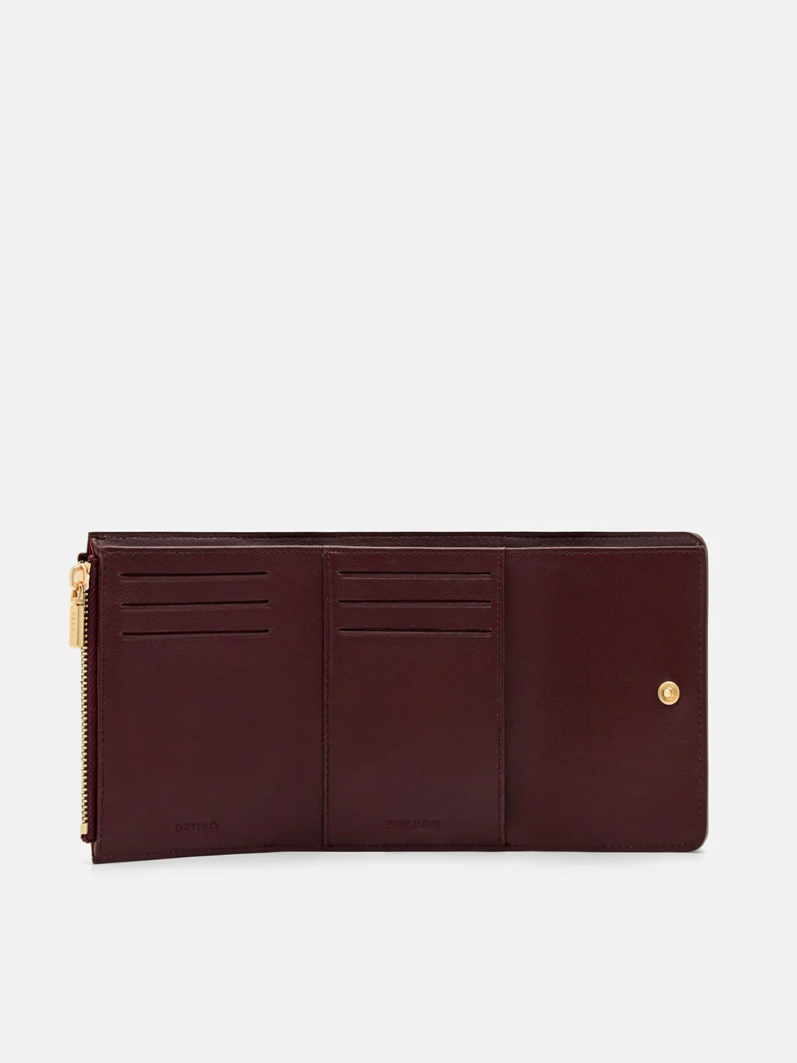 Leather Tri-Fold Wallet - Wine