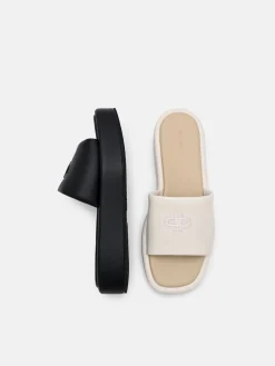 Leather Wedge Sandals - Black