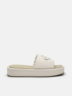 Leather Wedge Sandals - Chalk