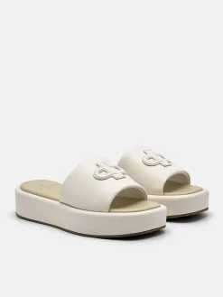 Leather Wedge Sandals - Chalk