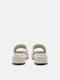 Leather Wedge Sandals - Chalk