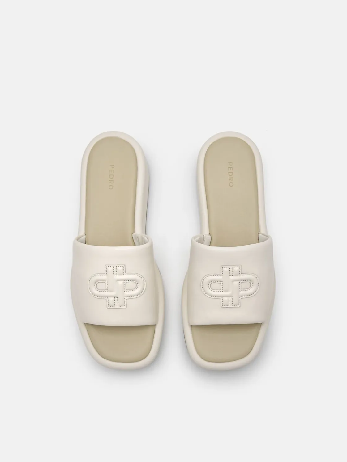 Leather Wedge Sandals - Chalk
