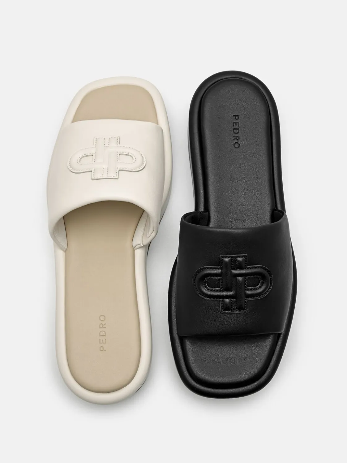Leather Wedge Sandals - Chalk