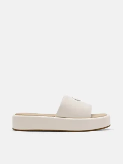 Leather Wedge Sandals - Chalk