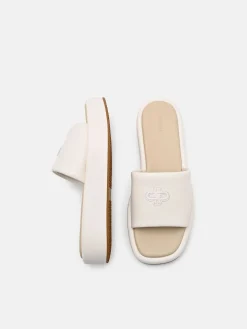 Leather Wedge Sandals - Chalk
