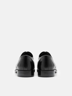 Leather Wingtip Derby Shoes - Black