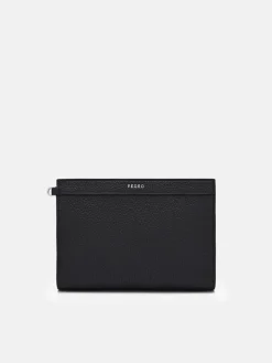 Leather Zipped Pouch - Black