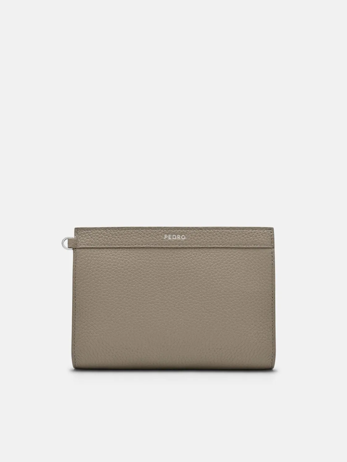 Leather Zipped Pouch - Taupe
