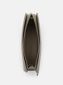 Leather Zipped Pouch - Taupe