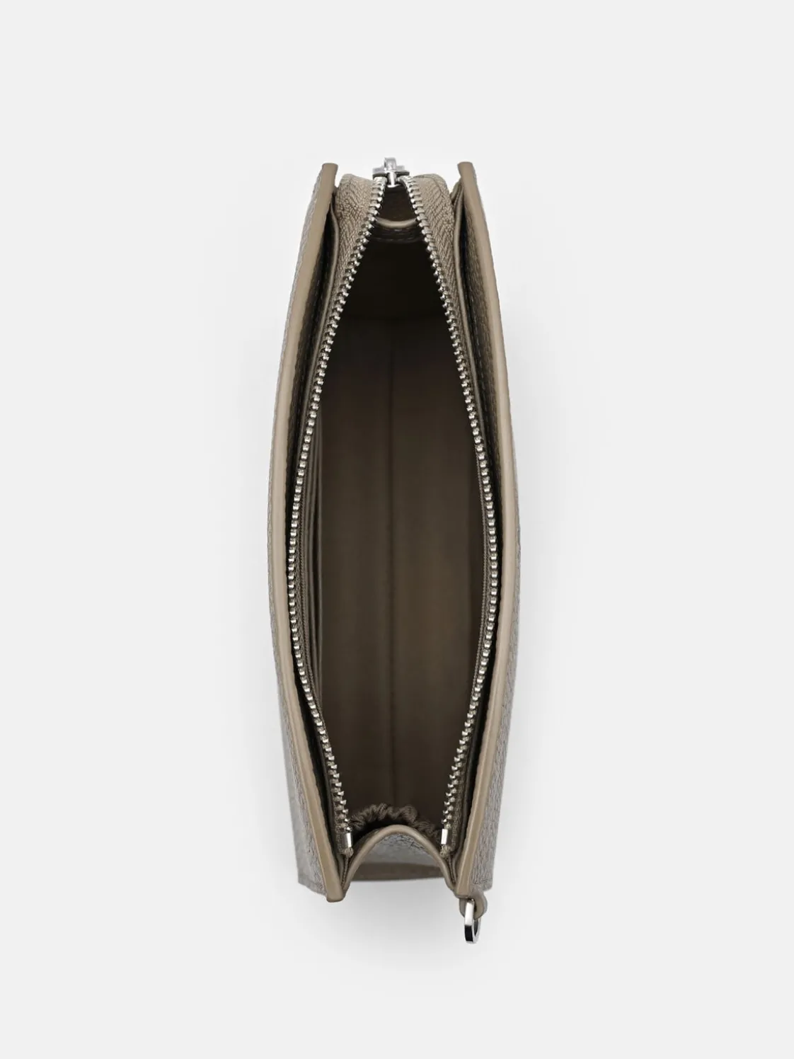 Leather Zipped Pouch - Taupe