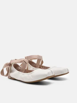 Lexa Leather Ballerina Flats - Chalk