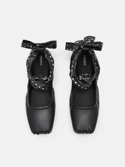 Lexa Leather Ballerina Flats - Black
