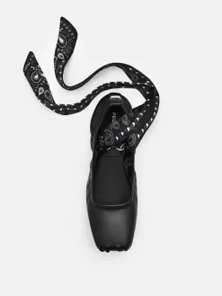Lexa Leather Ballerina Flats - Black