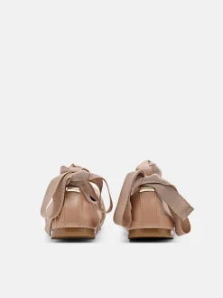 Lexa Leather Ballerina Flats - Nude