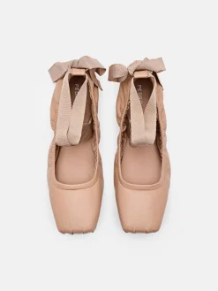 Lexa Leather Ballerina Flats - Nude