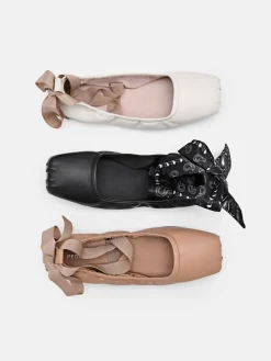 Lexa Leather Ballerina Flats - Nude