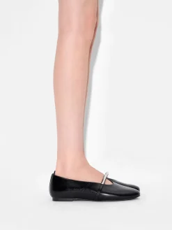 Lia Leather Ballerina Flats - Black