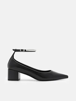 Lia Leather Heel Pumps - Black