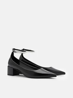 Lia Leather Heel Pumps - Black