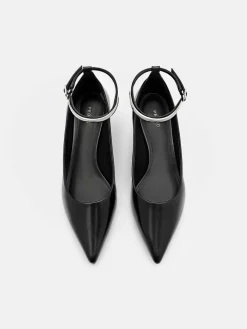 Lia Leather Heel Pumps - Black